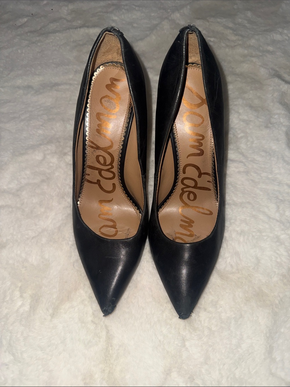 Sam Edelman Black Pointed-Toe Leather Pumps